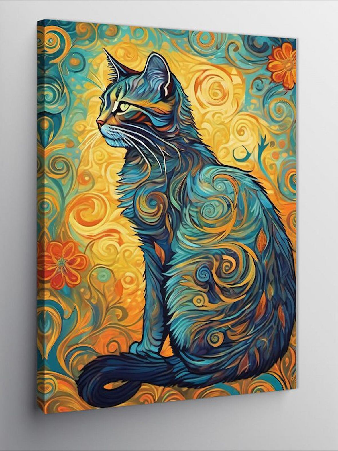 Kanvas Tablo Van Gogh Tarzı Kedi