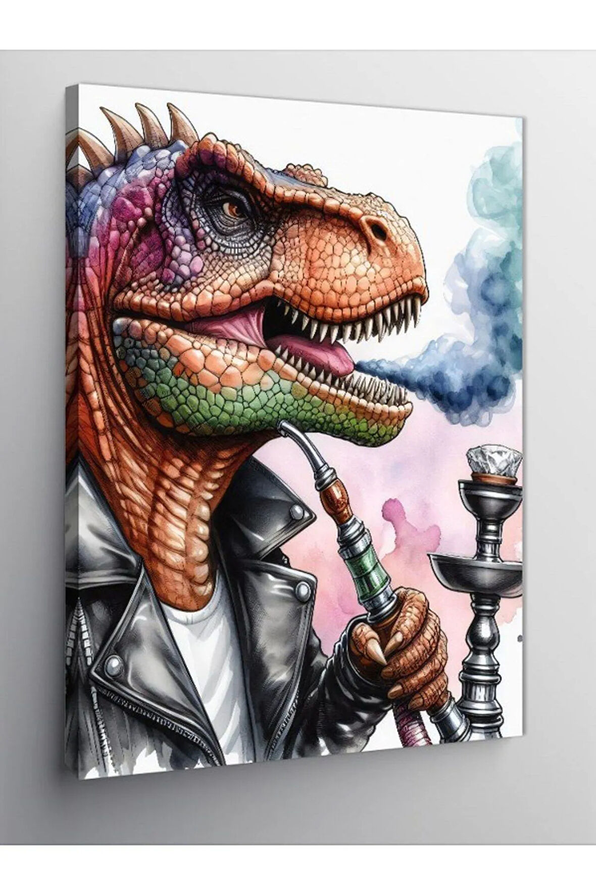 Kanvas Tablo Nargile İçen Dinozor
