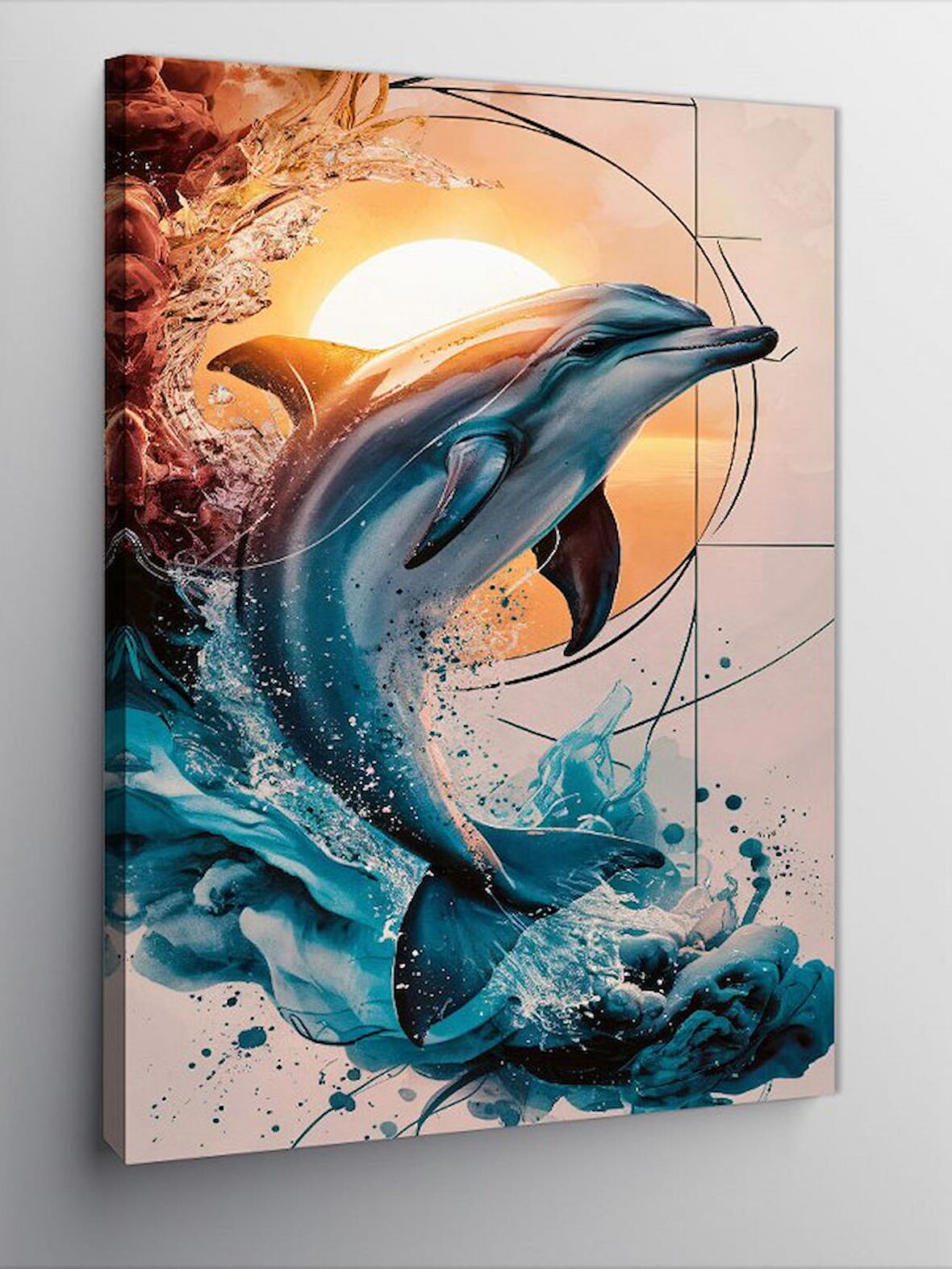 Kanvas Tablo Güneş Ve Yunus Balığı