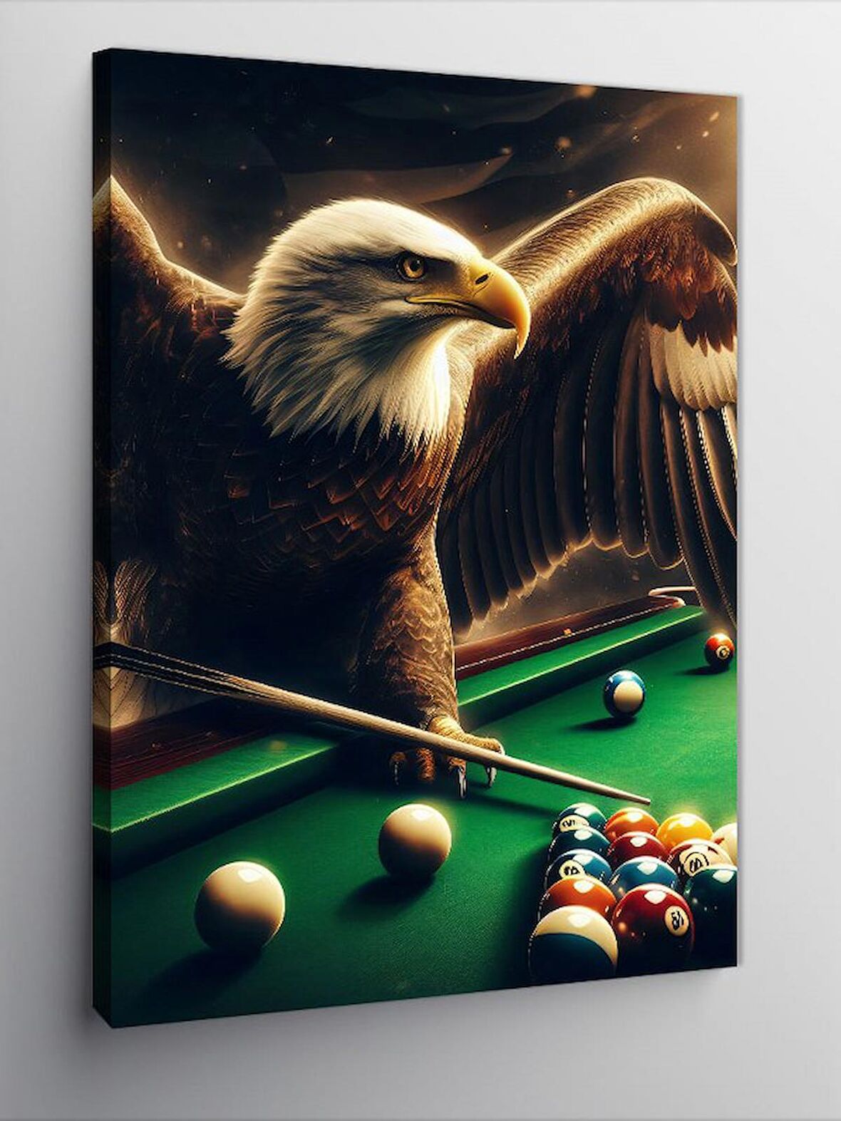 Kanvas Tablo Bilardo Oynayan Kartal