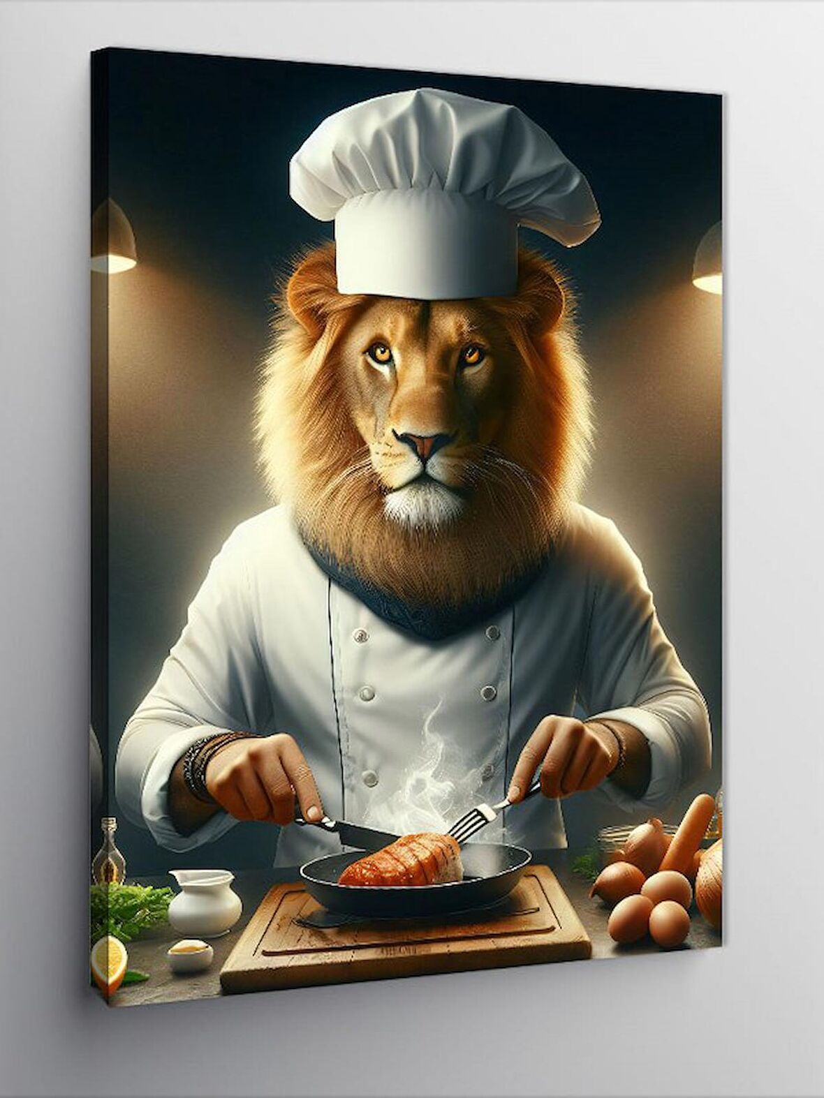 Kanvas Tablo Et Pişiren Aşçı Aslan