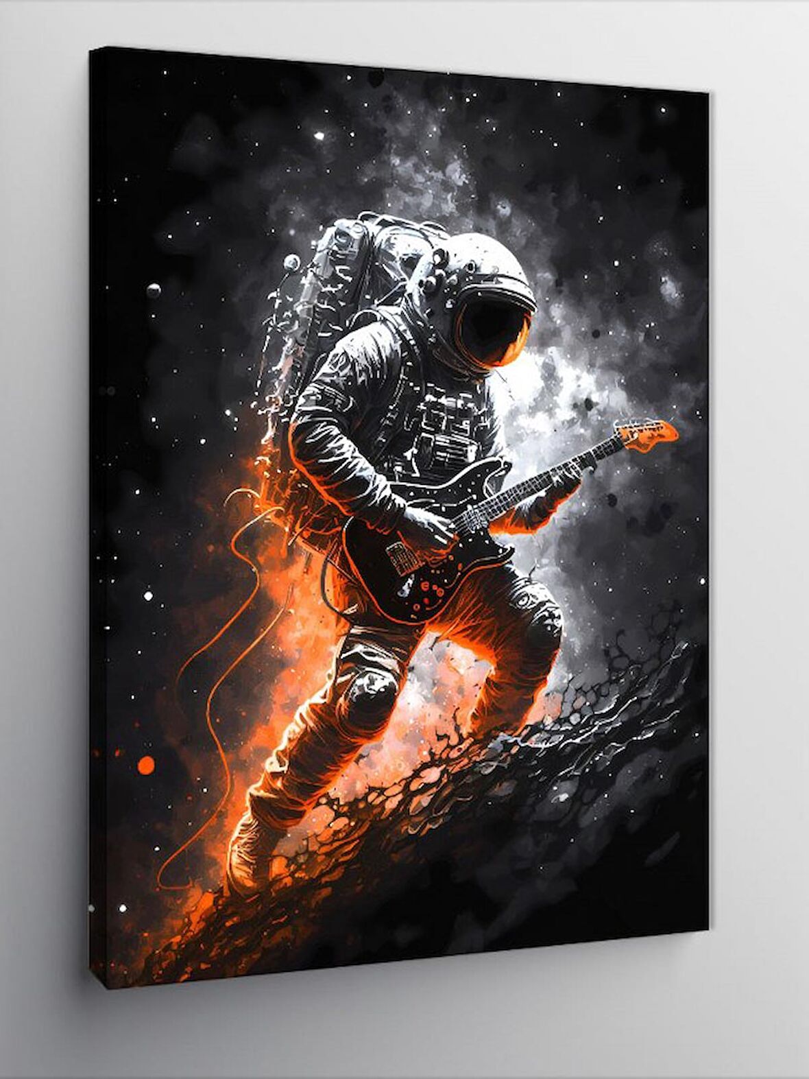 Kanvas Tablo Uzayda Gitar Çalan Astronot