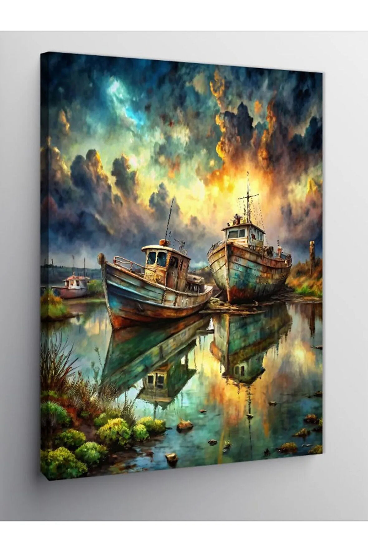 Kanvas Tablo Balıkçı Tekneleri