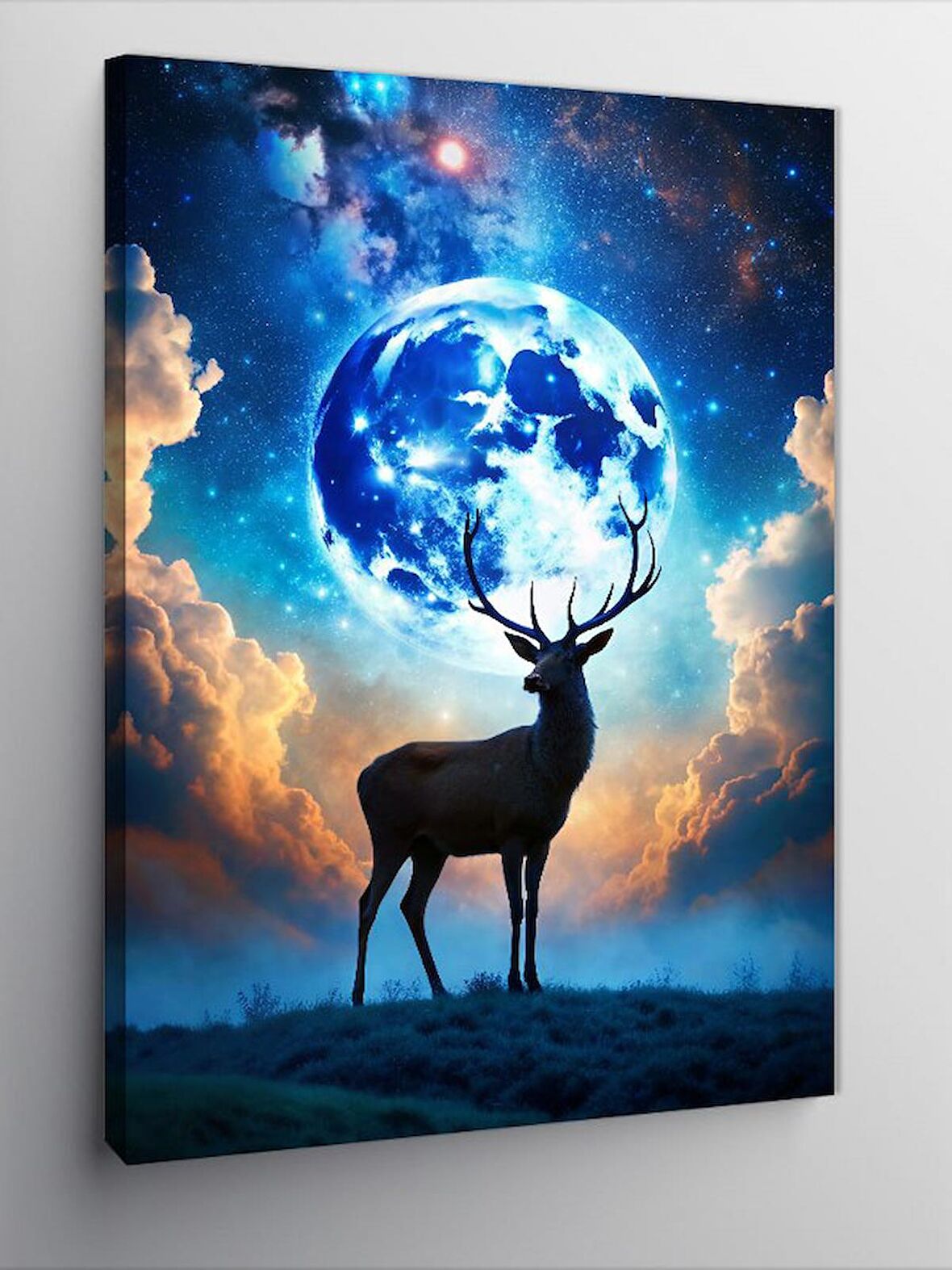 Kanvas Tablo Dolunay Ve Geyik