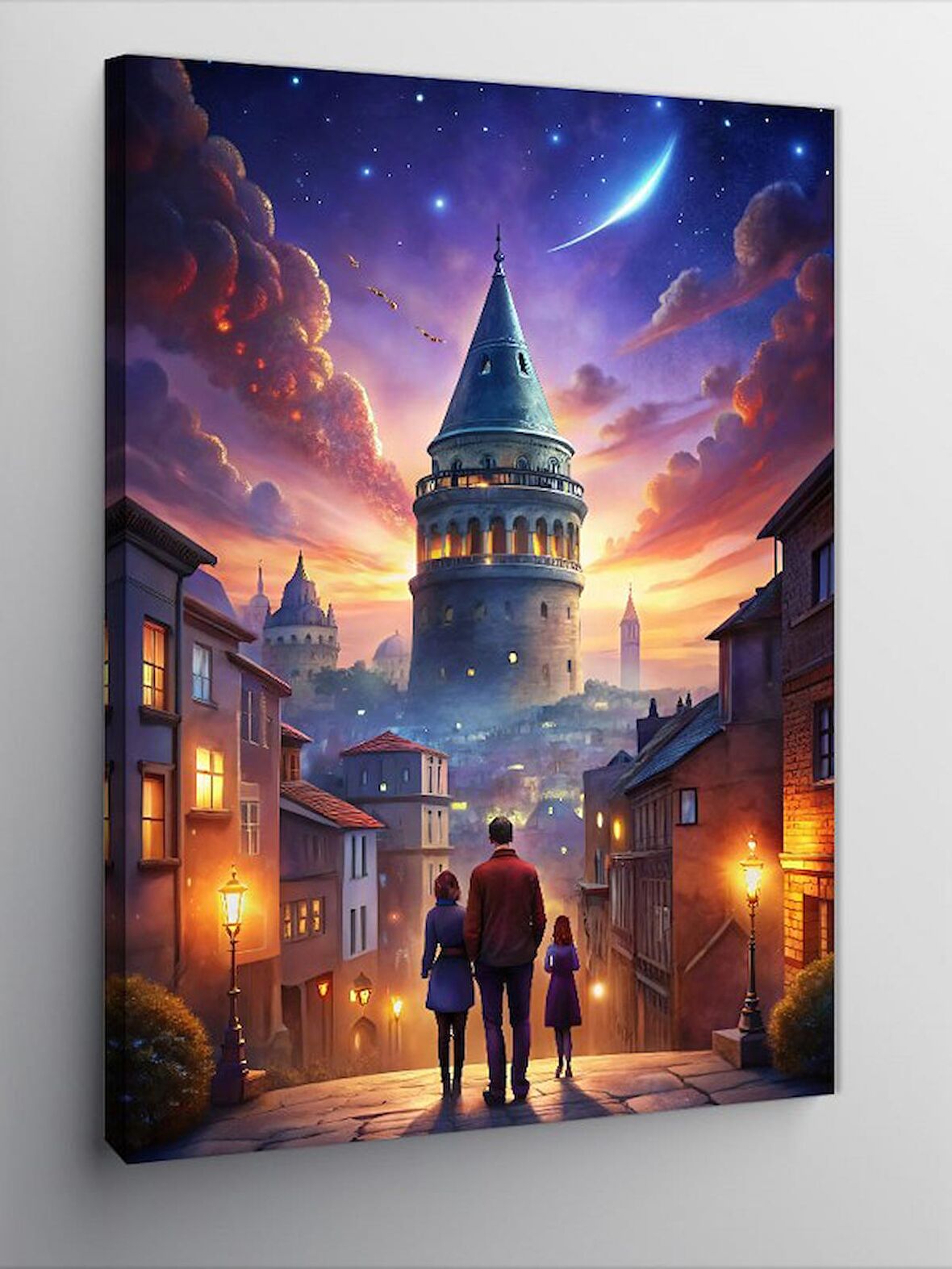 Kanvas Tablo Hilal Ve Galata Kulesi