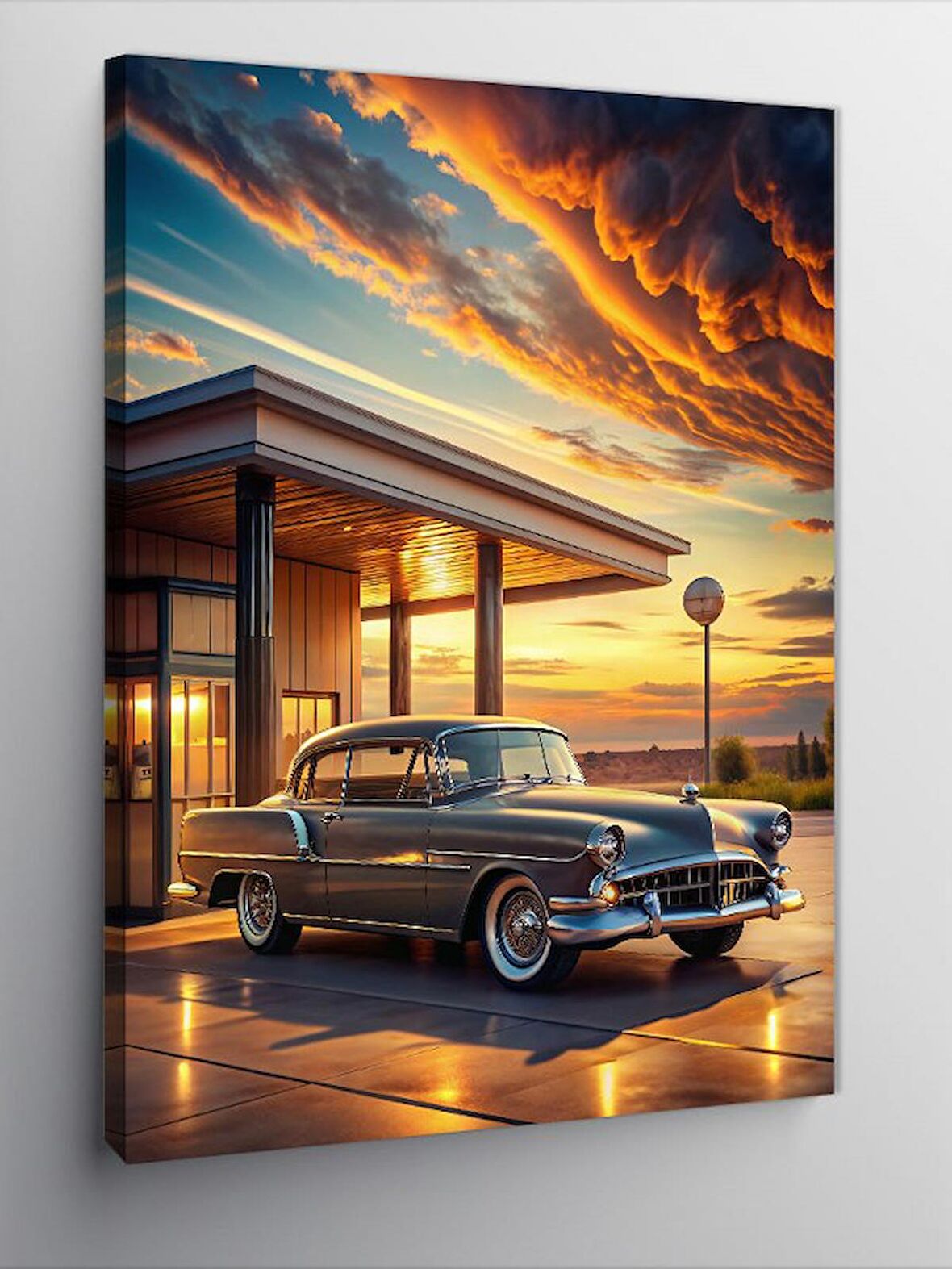 Kanvas Tablo Çöl Ve Klasik Araba