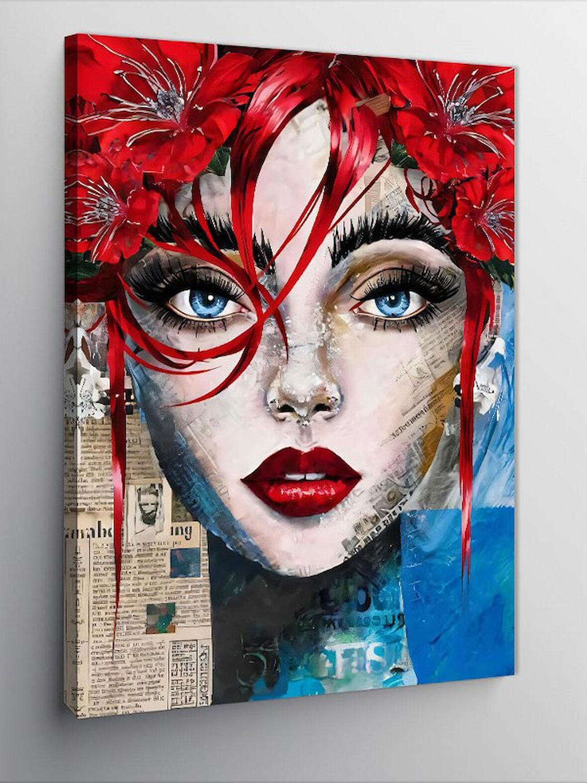 Kanvas Tablo Çiçek Saçlı Kadın