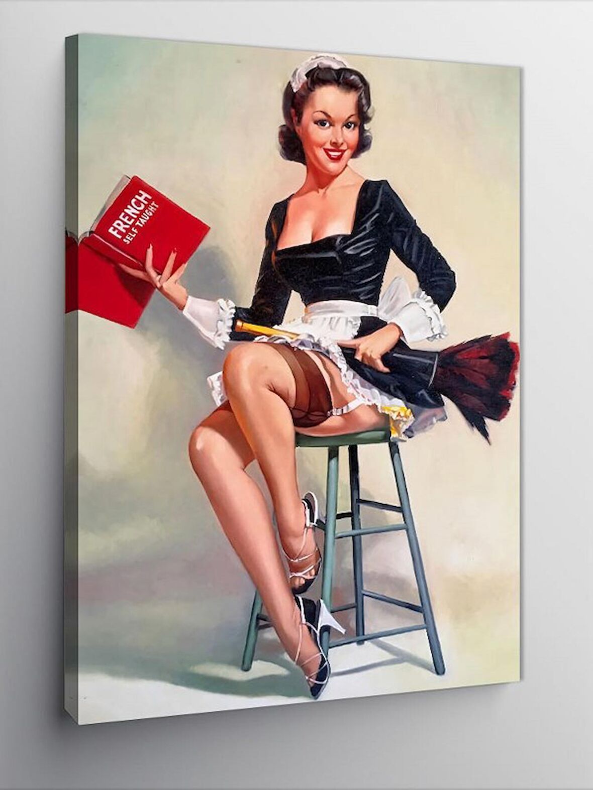 Kanvas Tablo Jartiyerli Pin Up Kadın