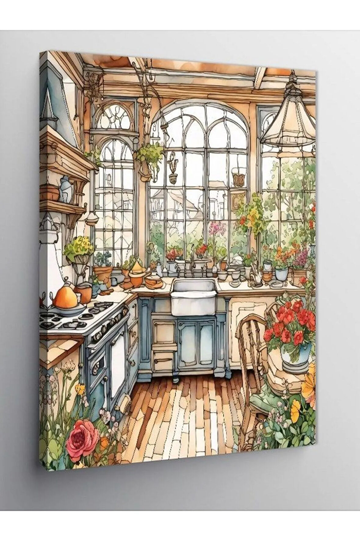 Kanvas Tablo Çiçekli Mutfak