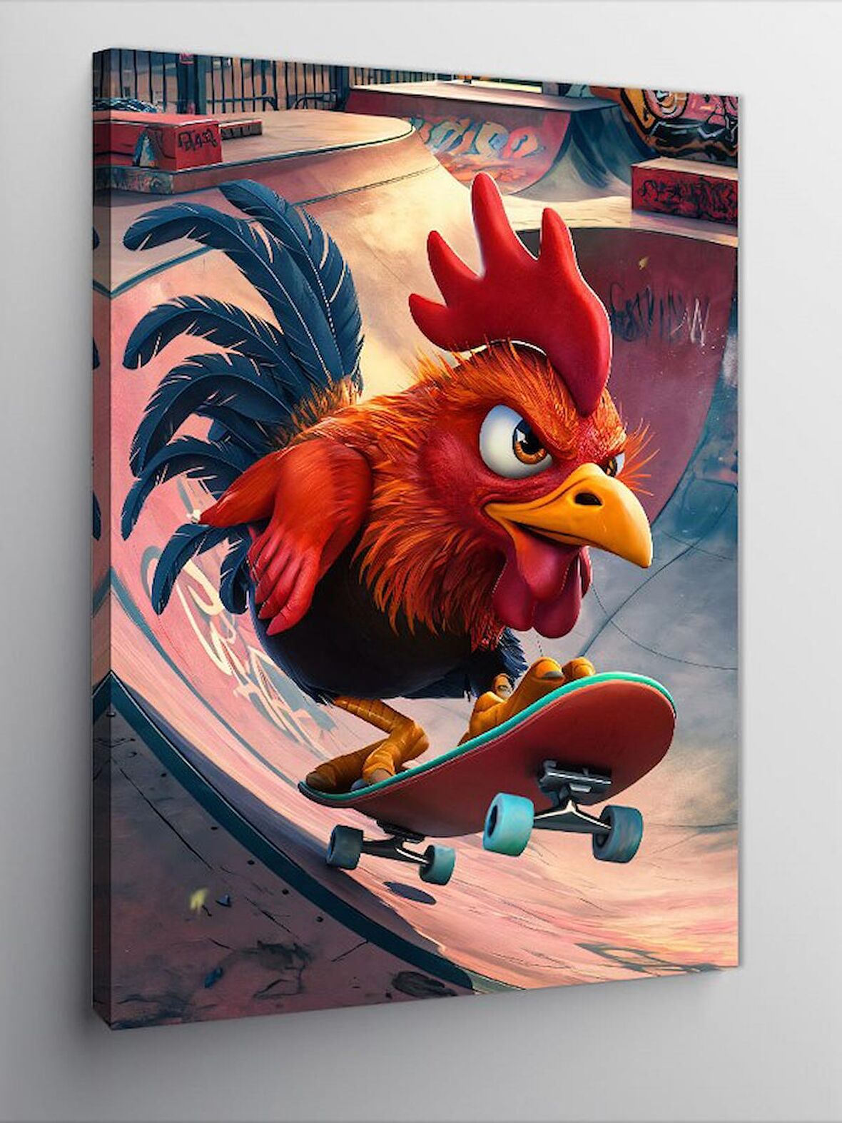 Kanvas Tablo Kaykay  Süren Horoz