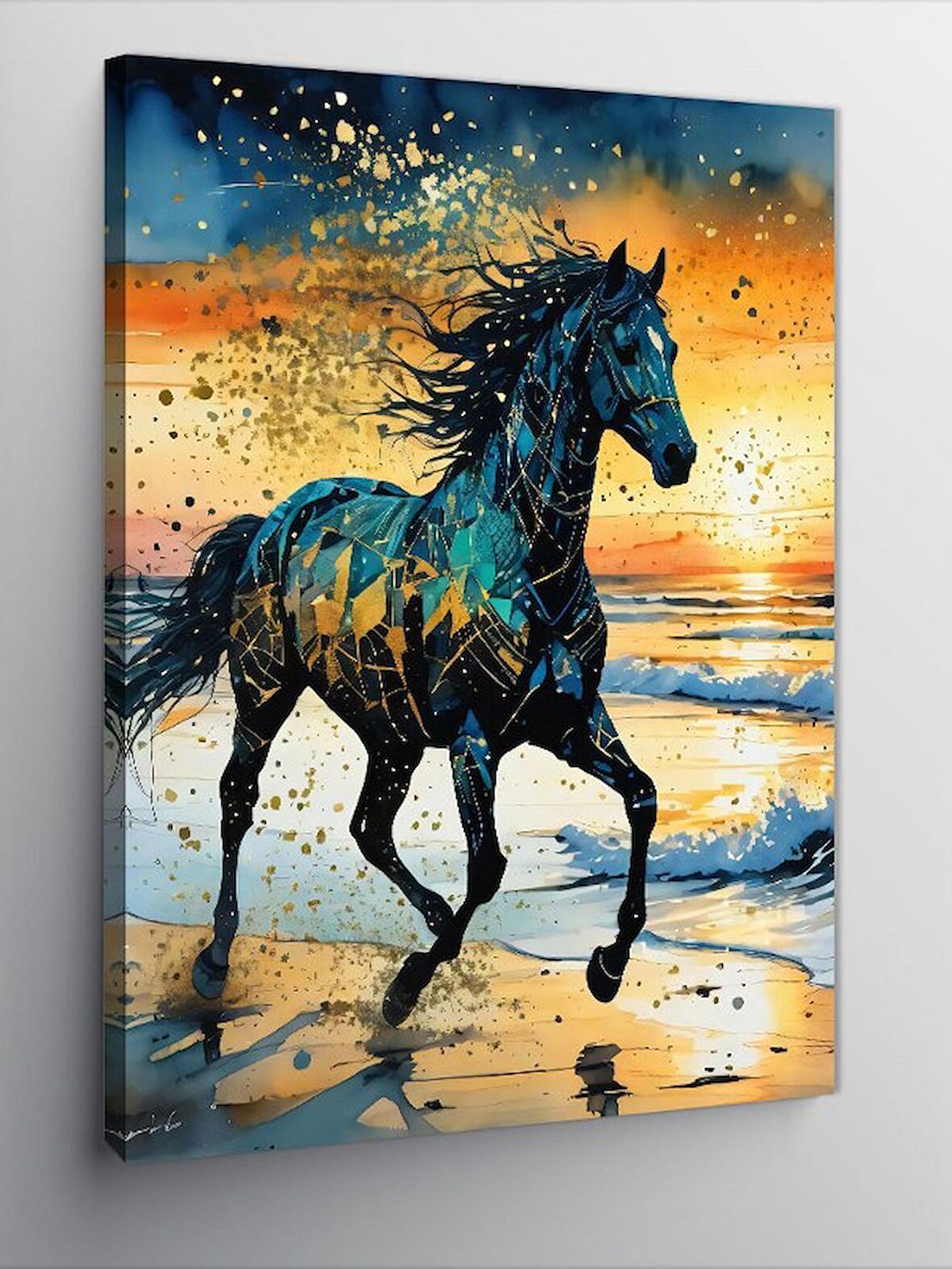 Kanvas Tablo Siyah At Ve Soyut Fon