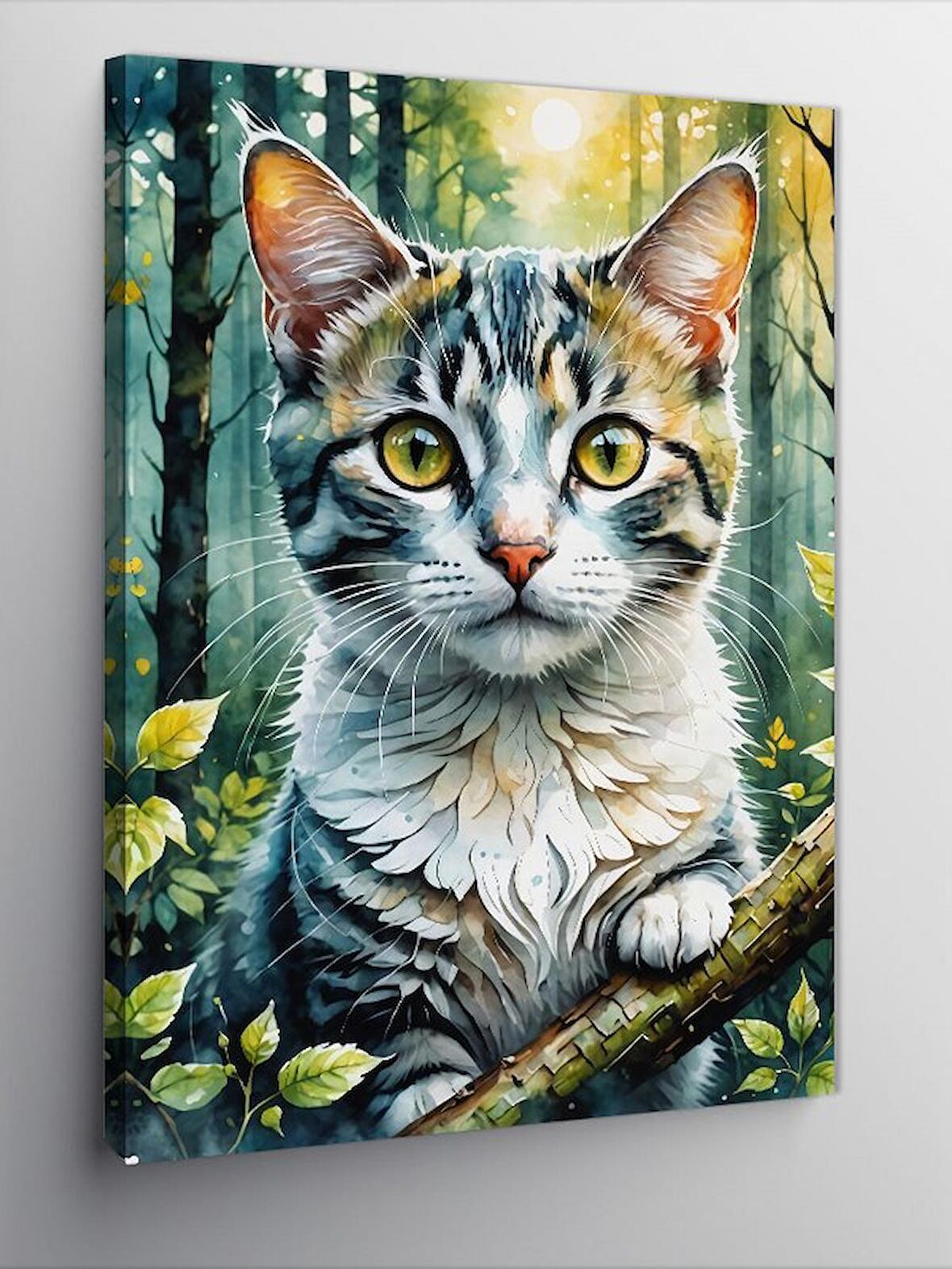Kanvas Tablo Ormandaki Kedi