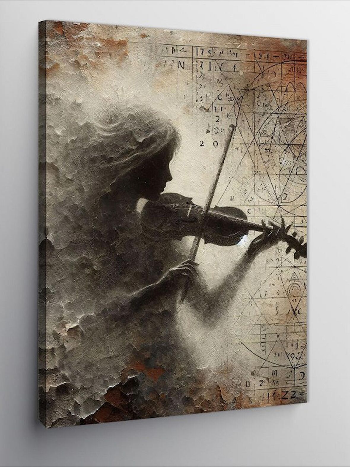 Kanvas Tablo Soyut Keman Çalan Kadın