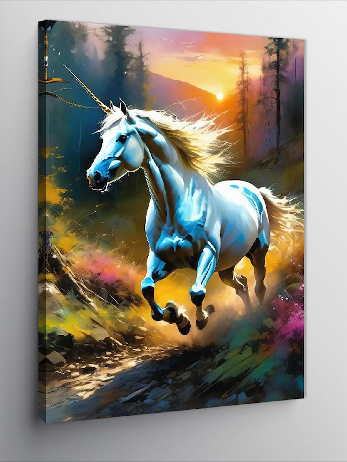 Kanvas Tablo Tek Boynuzlu At