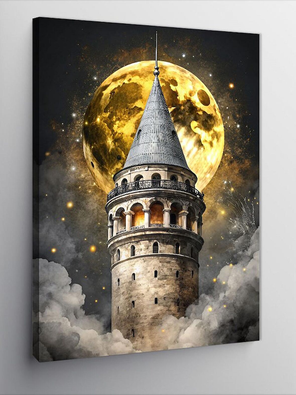 Kanvas Tablo Dolunay Ve Galata Kulesi