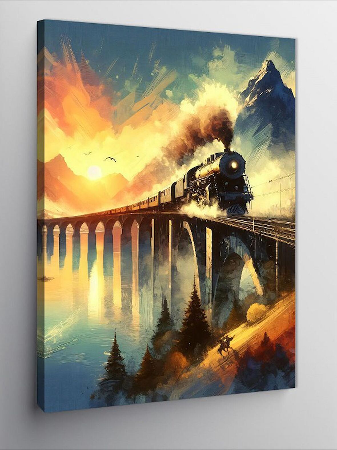 Kanvas Tablo Köprü Ve Buharlı Tren