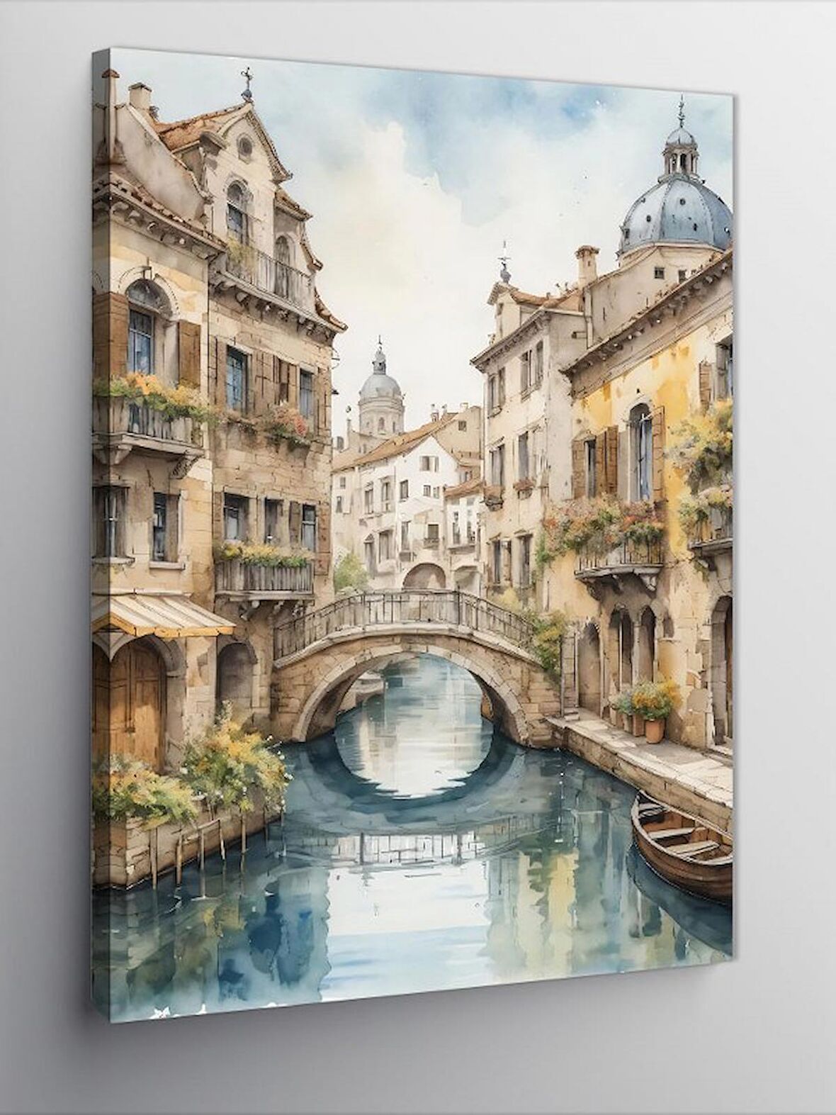 Kanvas Tablo Eski Binalar Ve Nehir Manzarası