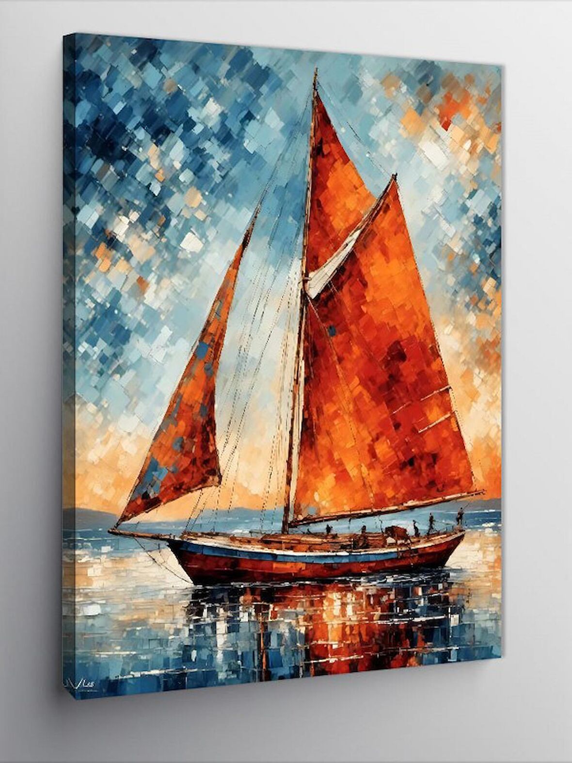 Kanvas Tablo Kırmızı Yelkenli Tekne