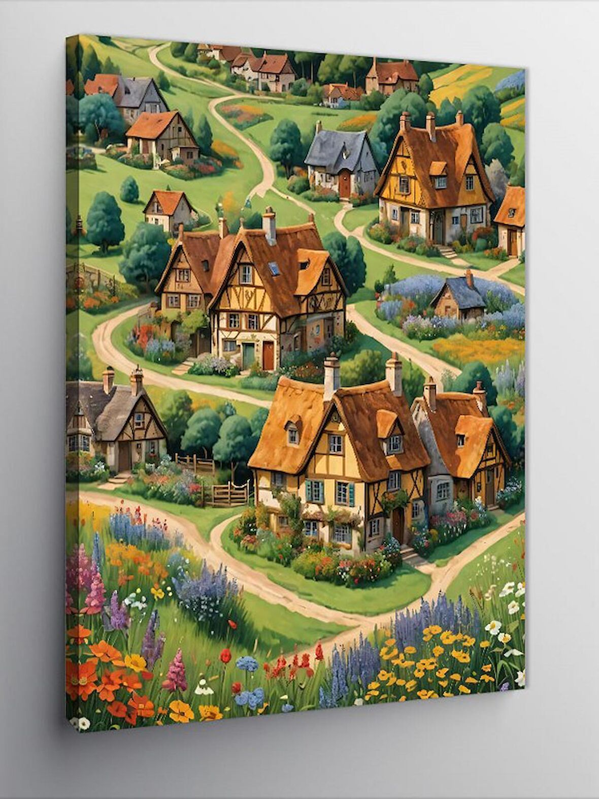 Kanvas Tablo Köy Evleri