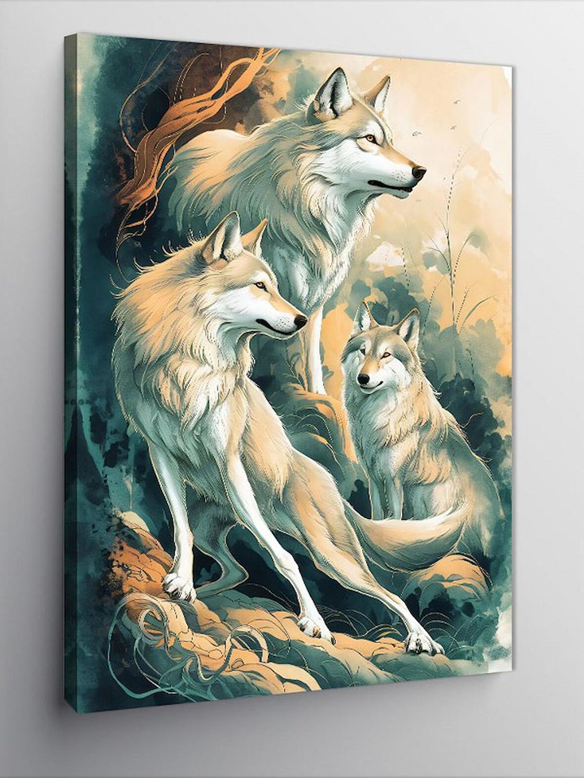 Kanvas Tablo Beyaz Çiçekler Ve Renkler