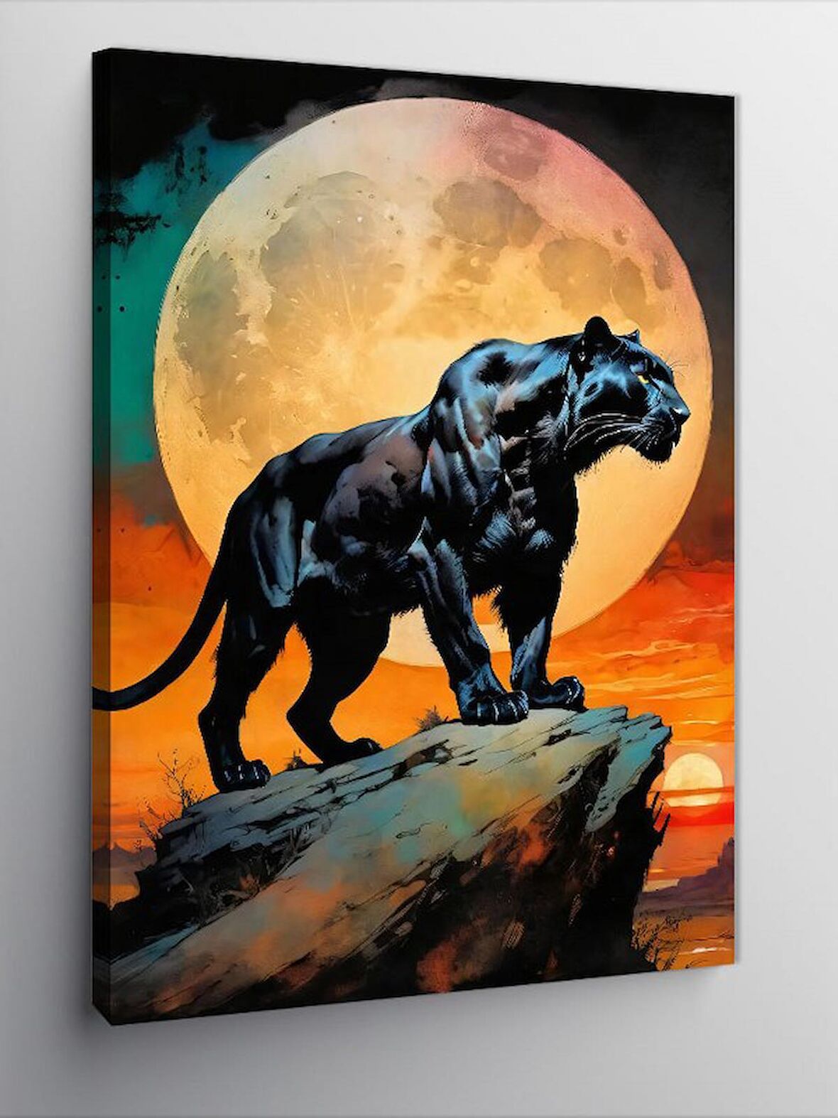Kanvas Tablo Siyah Panter Ve Dolunay