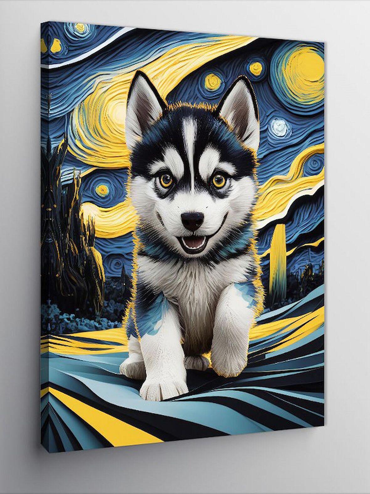 Kanvas Tablo Yavru Köpek Van Gogh Stili