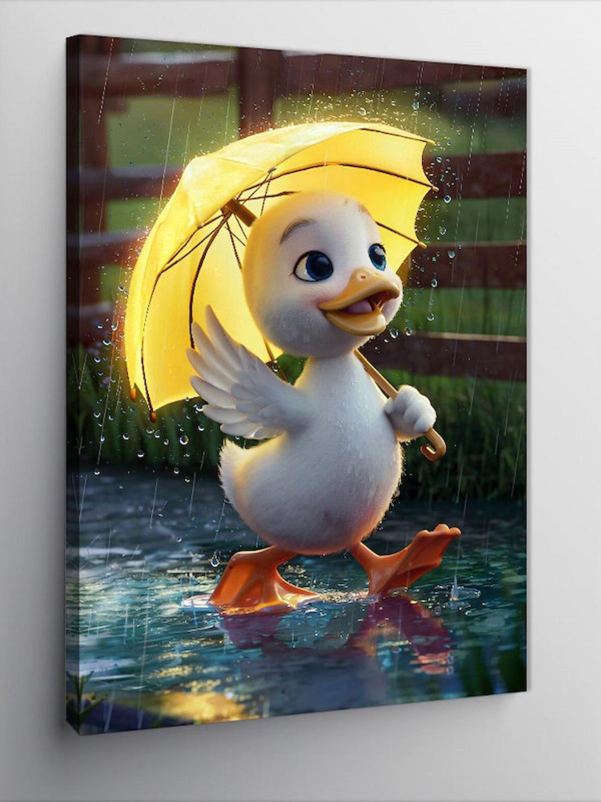 Kanvas Tablo Yağmurda Yürüyen Ördek