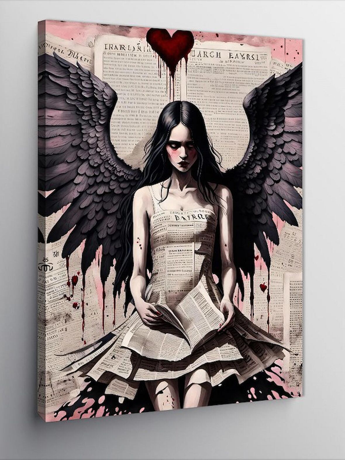Kanvas Tablo Siyah Kanatlı Melek