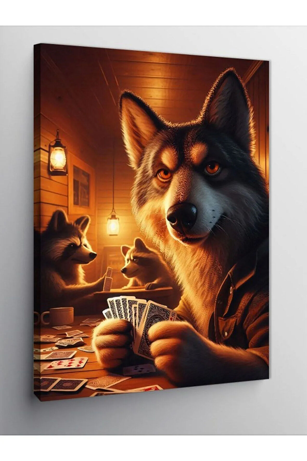Kanvas Tablo Poker Oynayan Kurt
