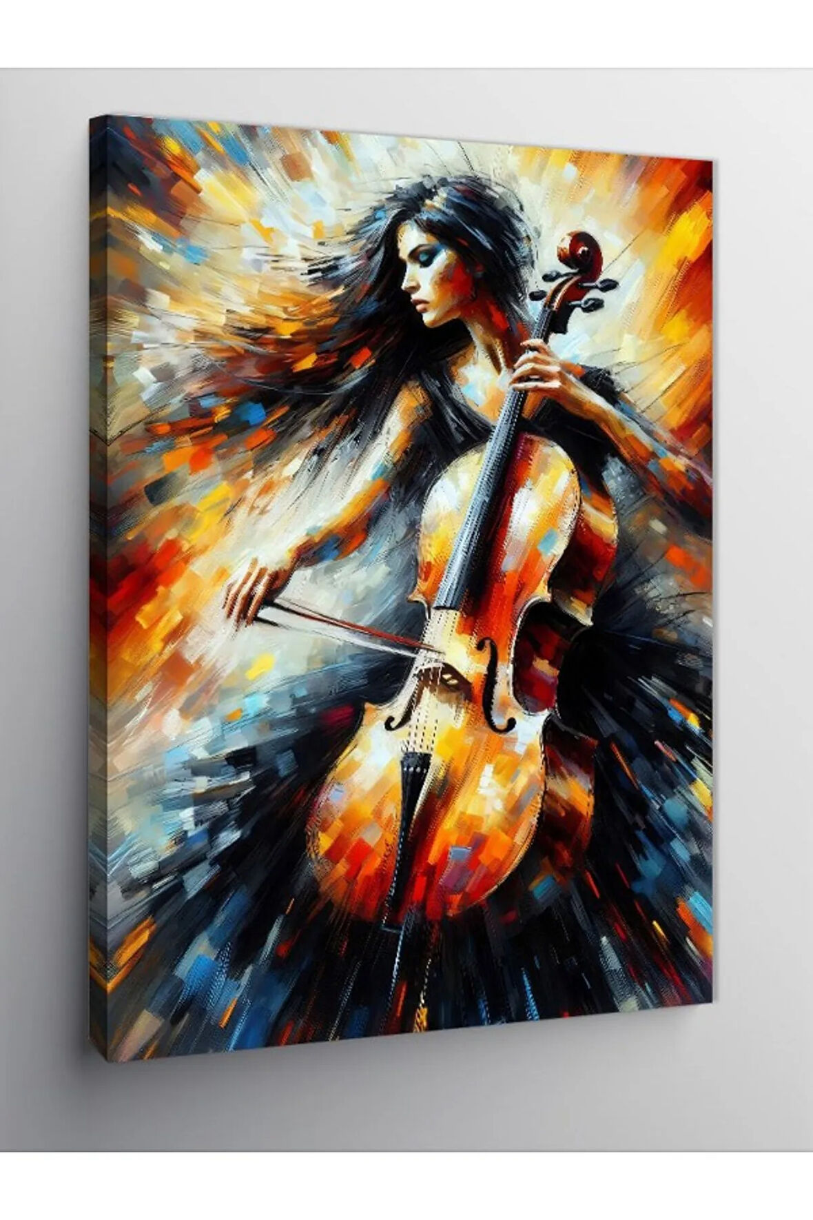 Kanvas Tablo Ateşli Keman Çalan Kadın