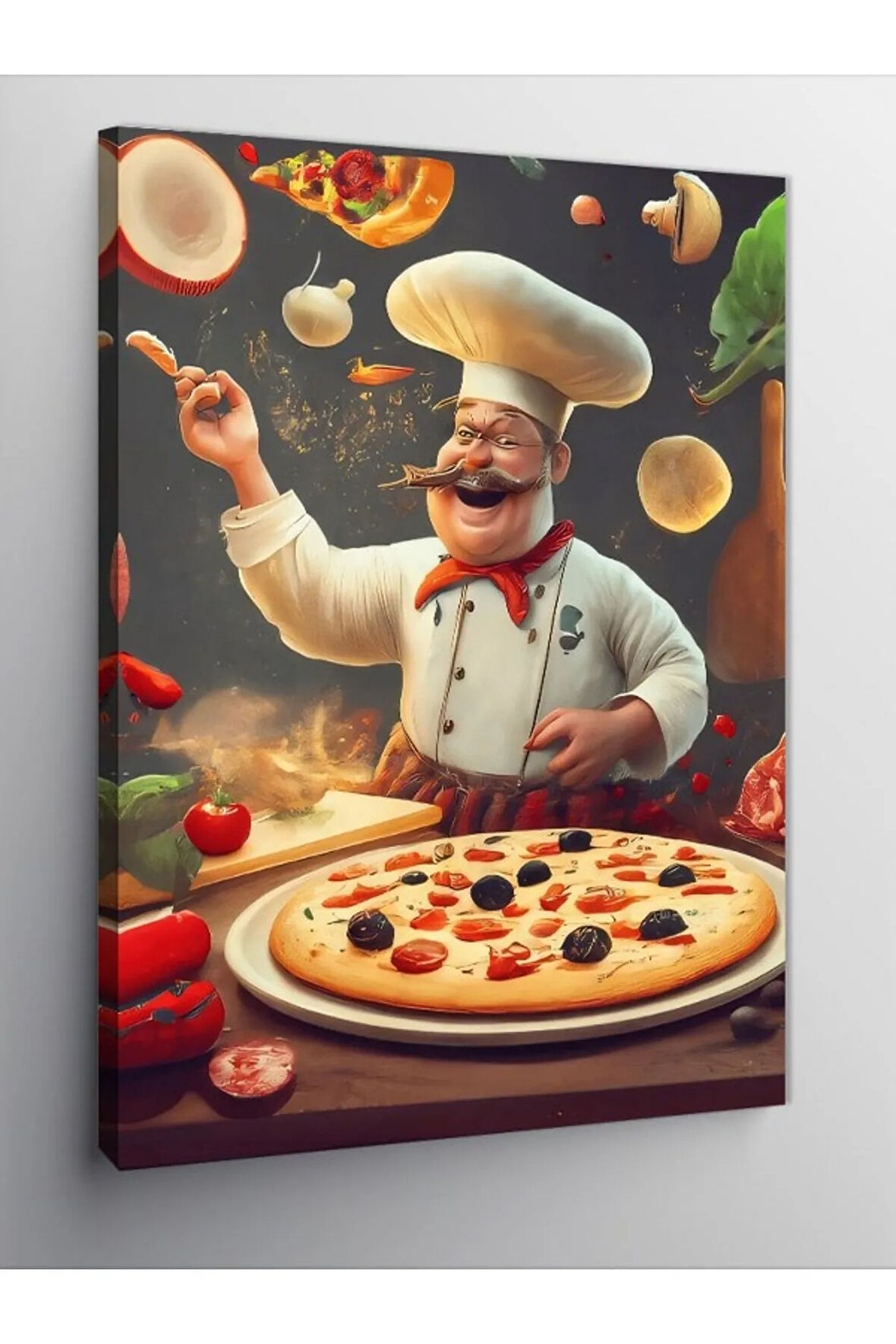 Kanvas Tablo Pizza Yapan Aşçı