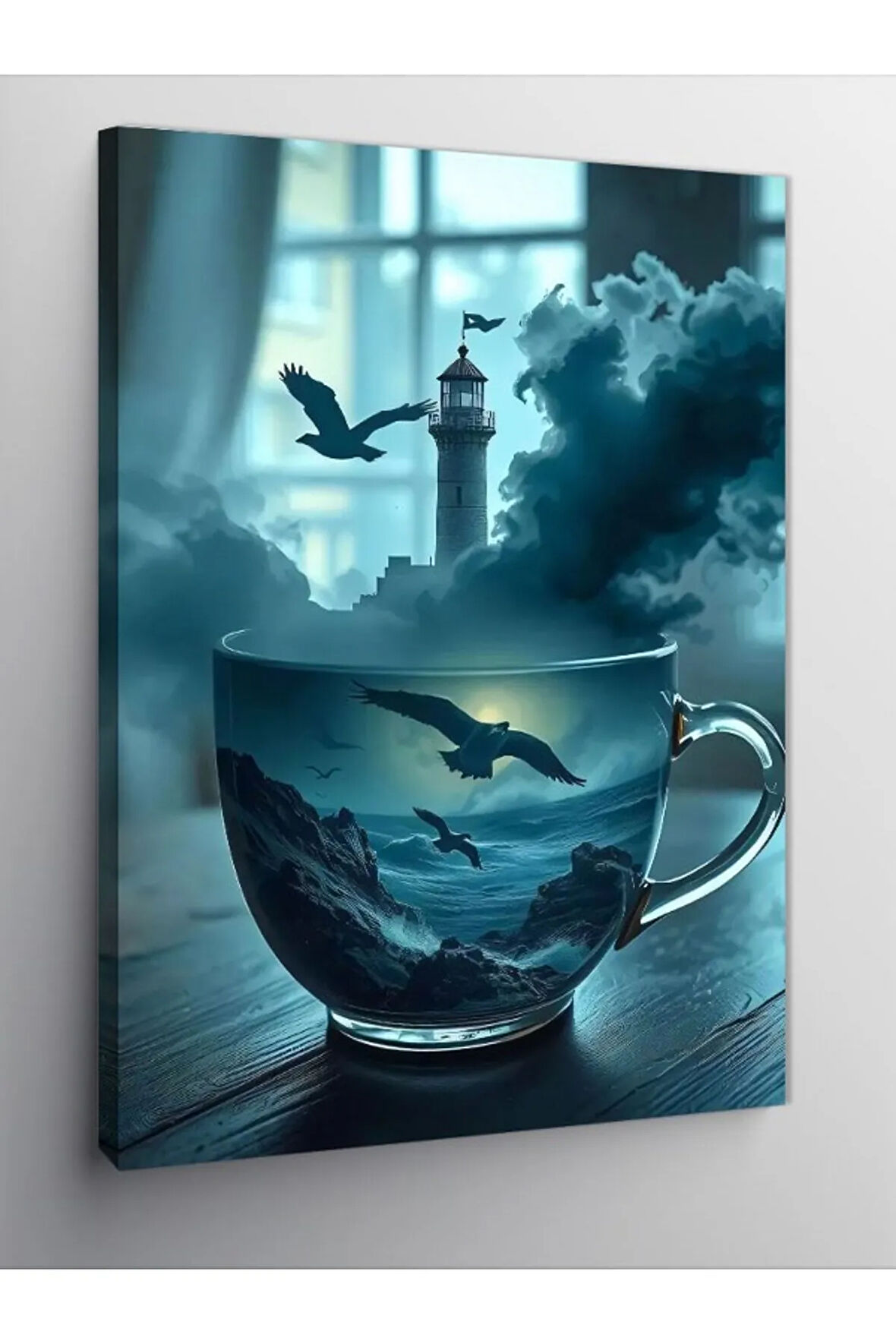 Kanvas Tablo Çay Fincanında Gemi
