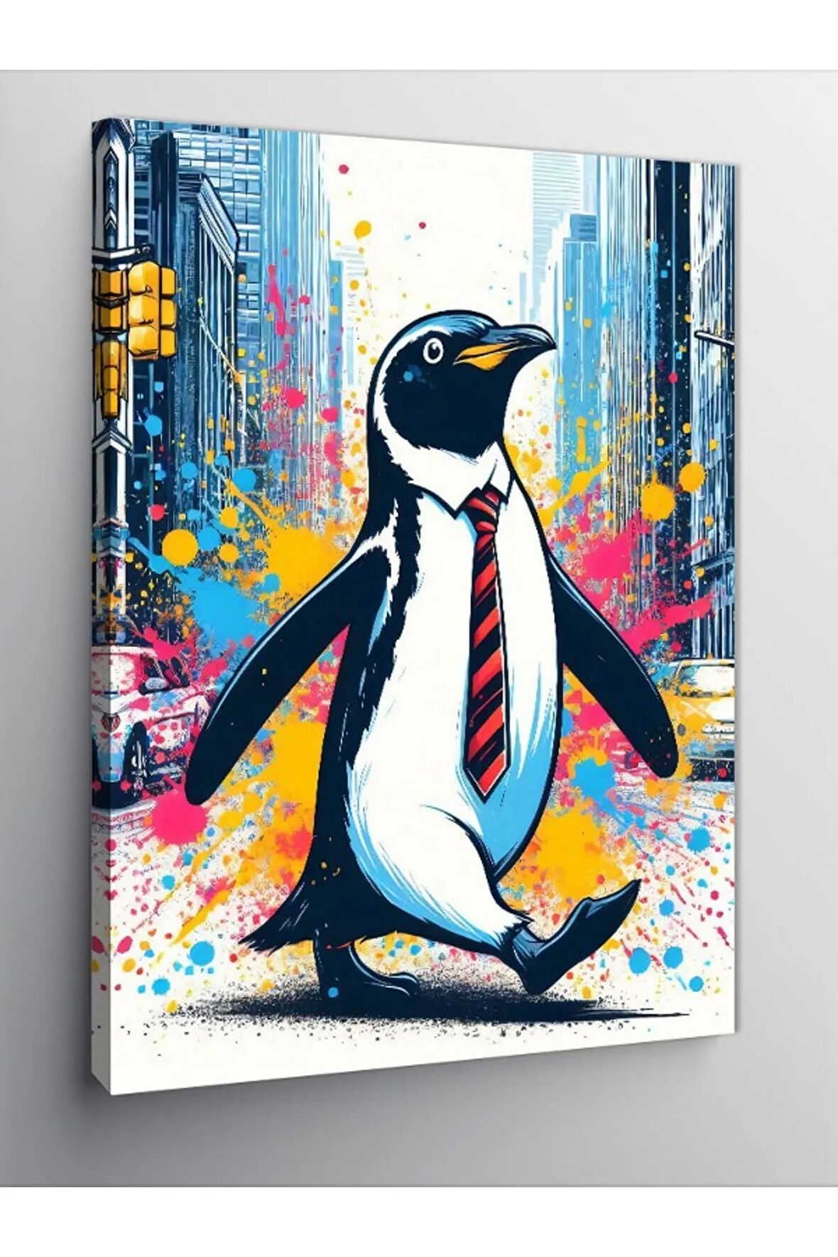 Kanvas Tablo Kravatlı Penguen
