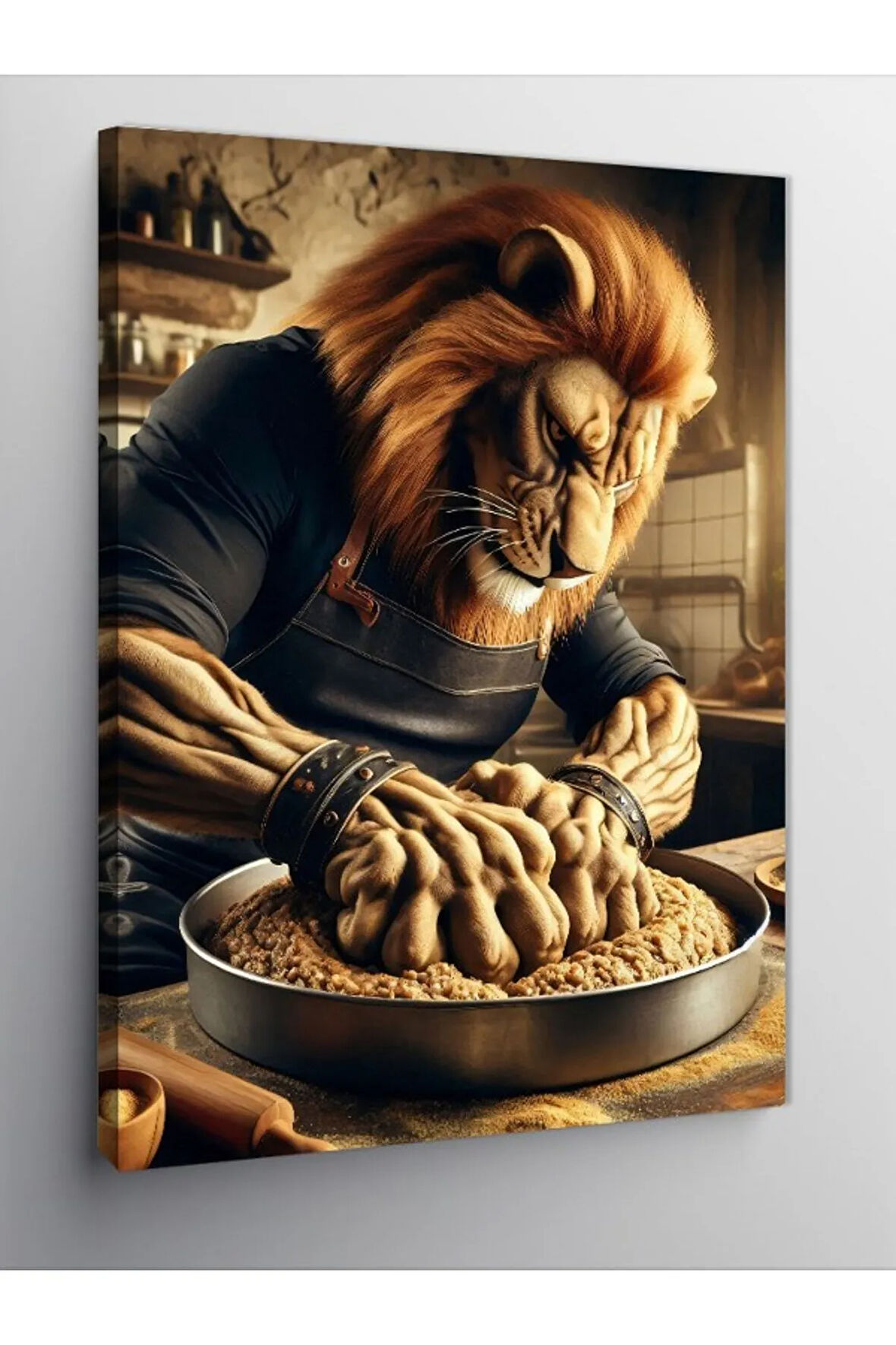 Kanvas Tablo Çiğköfte Hazırlayan Aslan