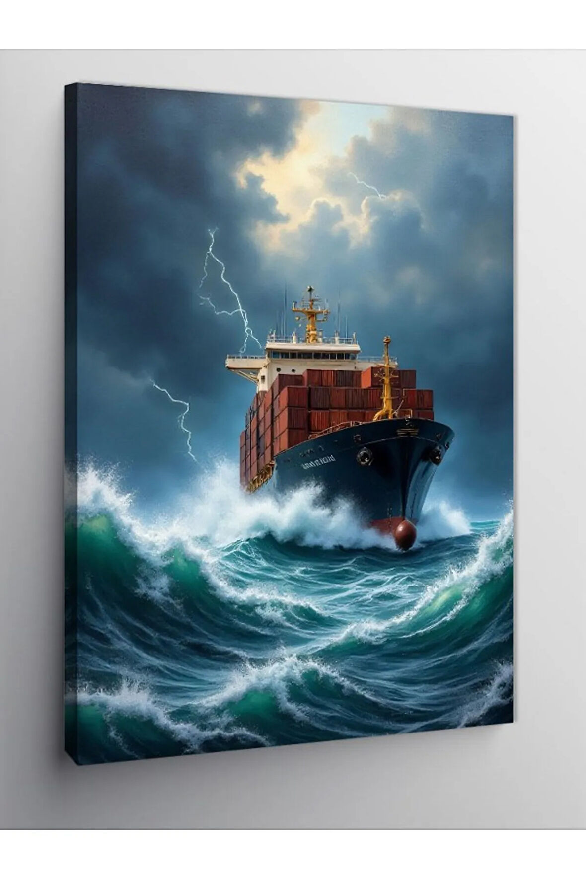 Kanvas Tablo Fırtınada Yük Gemisi