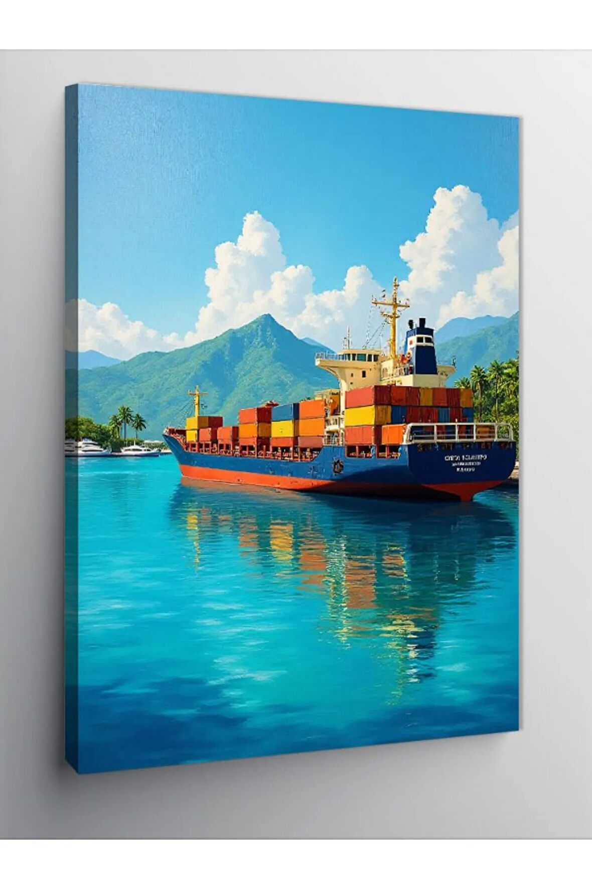 Kanvas Tablo Deniz Üzerinde Yük Gemisi