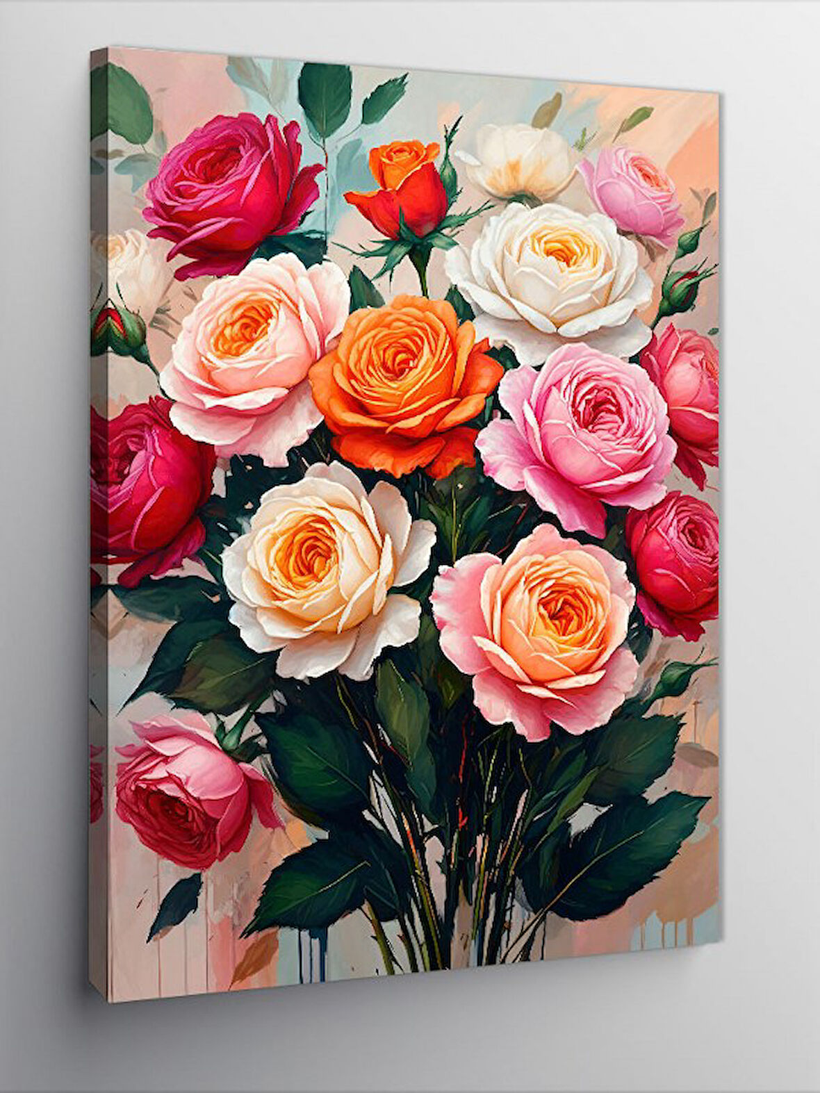 Kanvas Tablo Renkli Gül Buketi