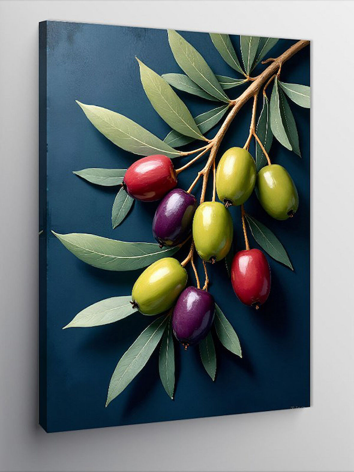 Kanvas Tablo Taze Zeytin Dalları