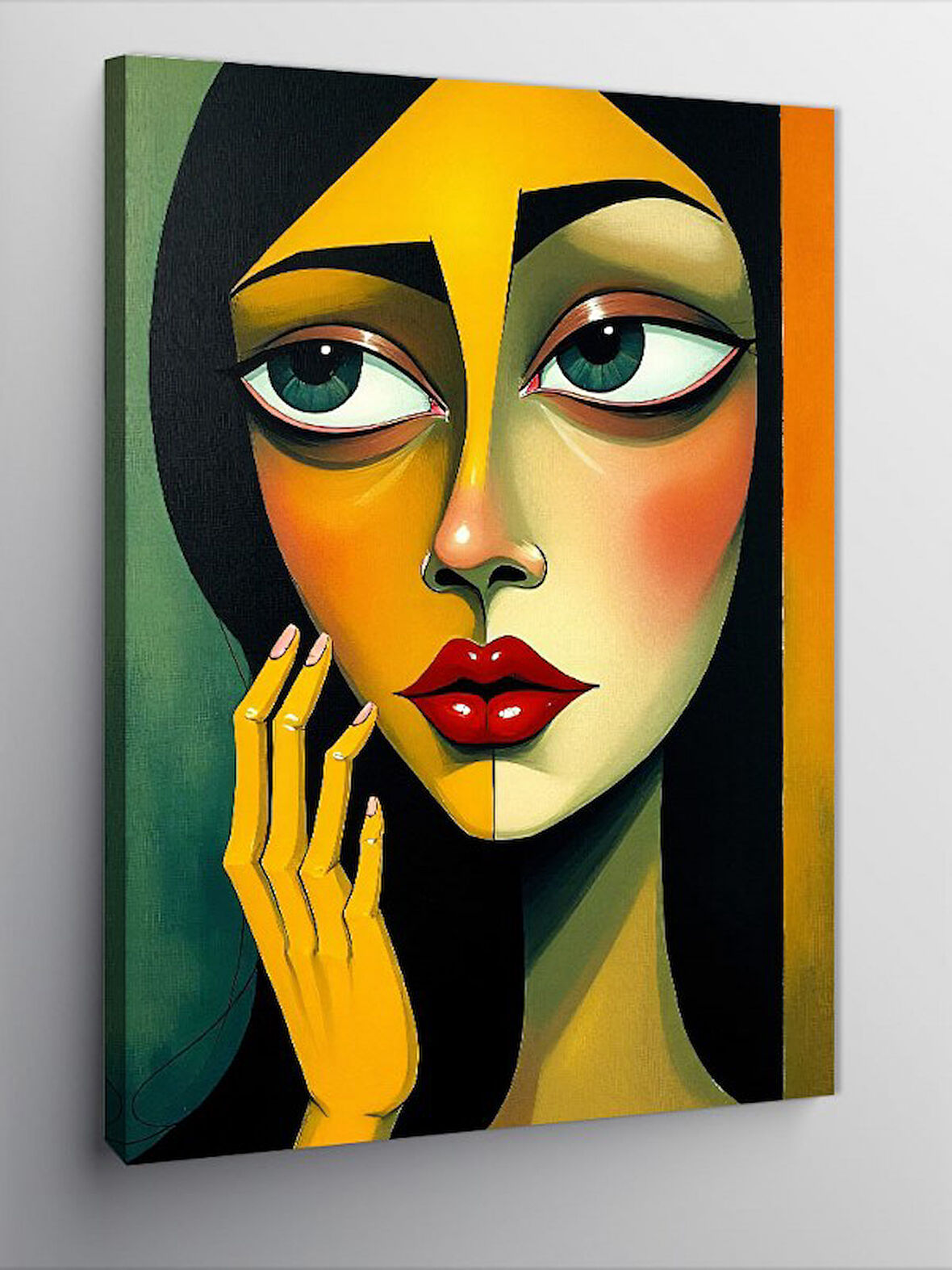 Kanvas Tablo Soyut Sarı Yüz