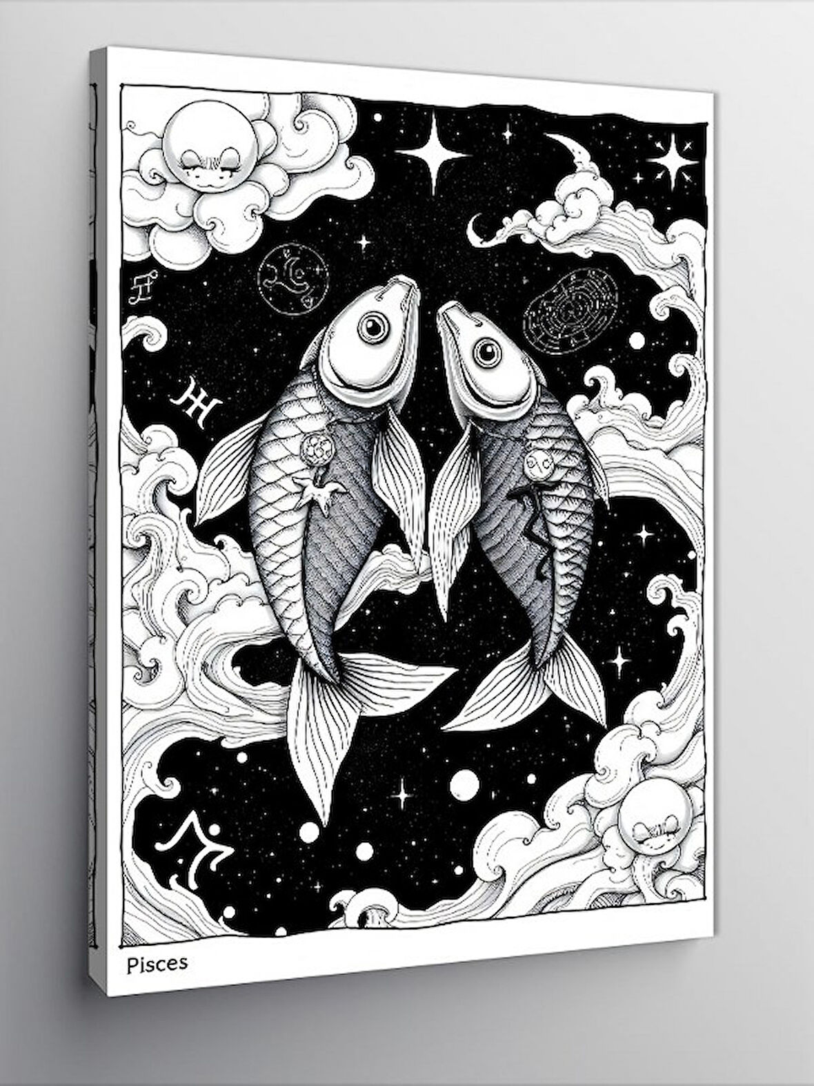 Kanvas Tablo Soyut Balık Çizimi