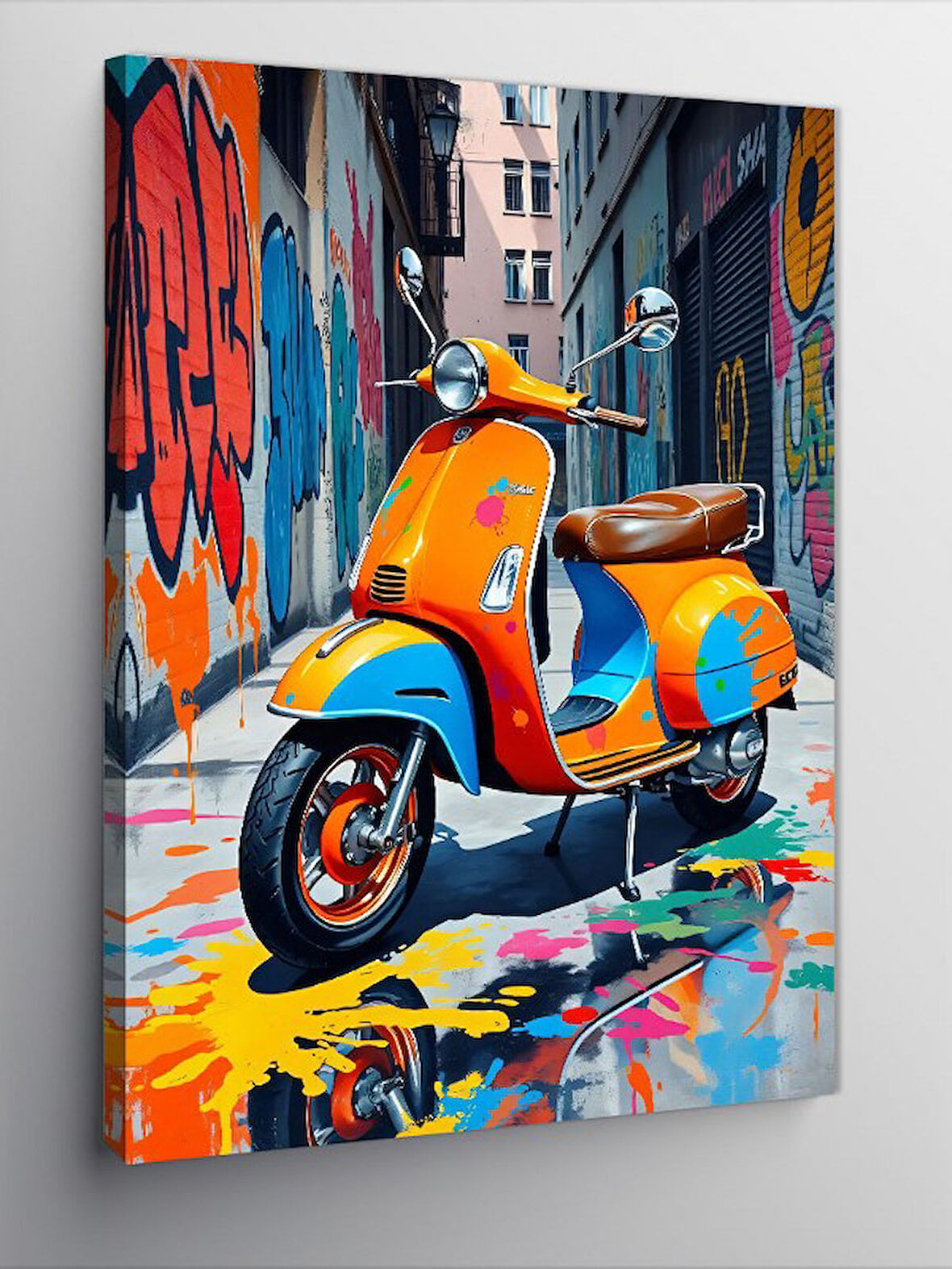 Kanvas Tablo Renkli Vespa Yolu