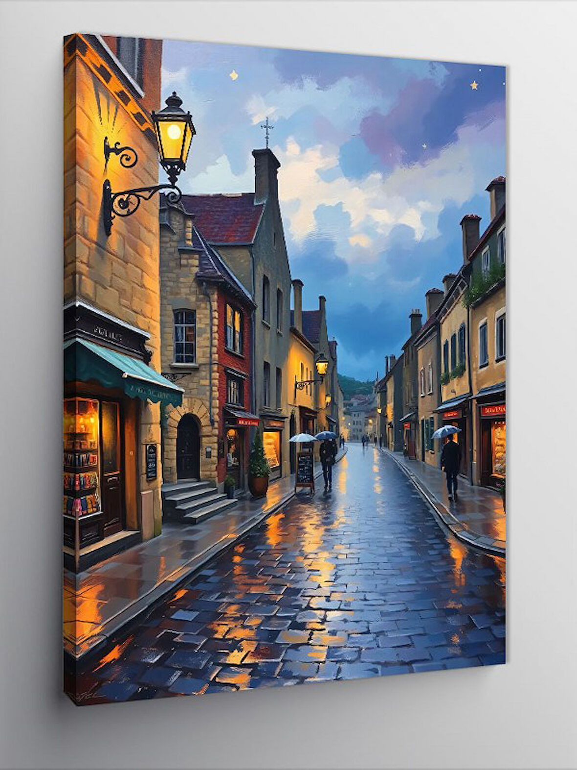 Kanvas Tablo Yağmurlu Taş Sokak