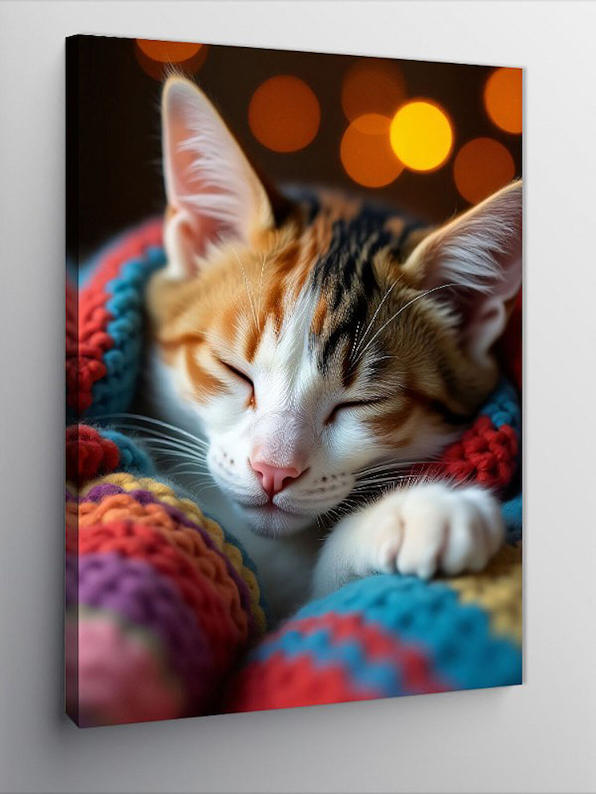 Kanvas Tablo Uyuyan Kedi Rüya Kompozisyonu