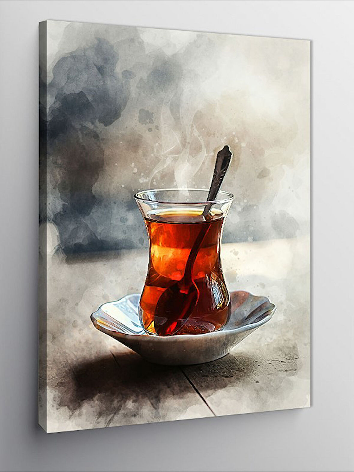 Kanvas Tablo Buharlı Çay Fincanı Görüntüsü