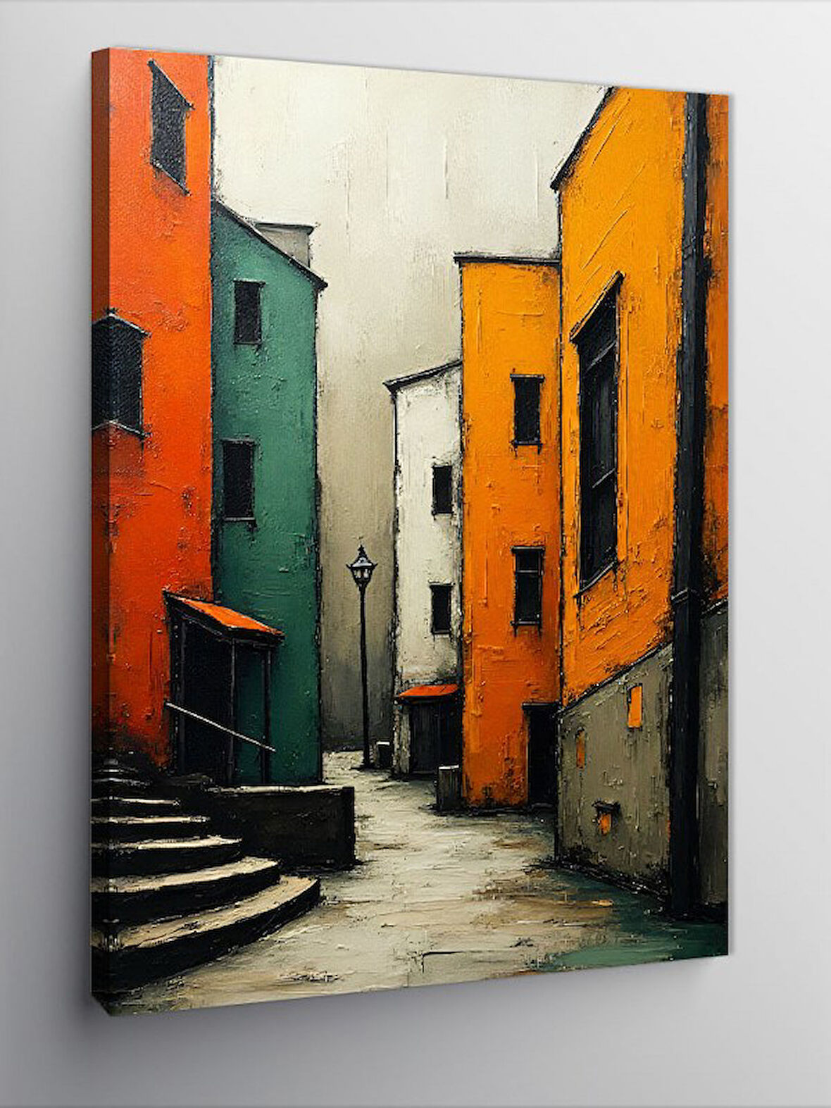 Kanvas Tablo Renkli Sokak Geometri Çizimi