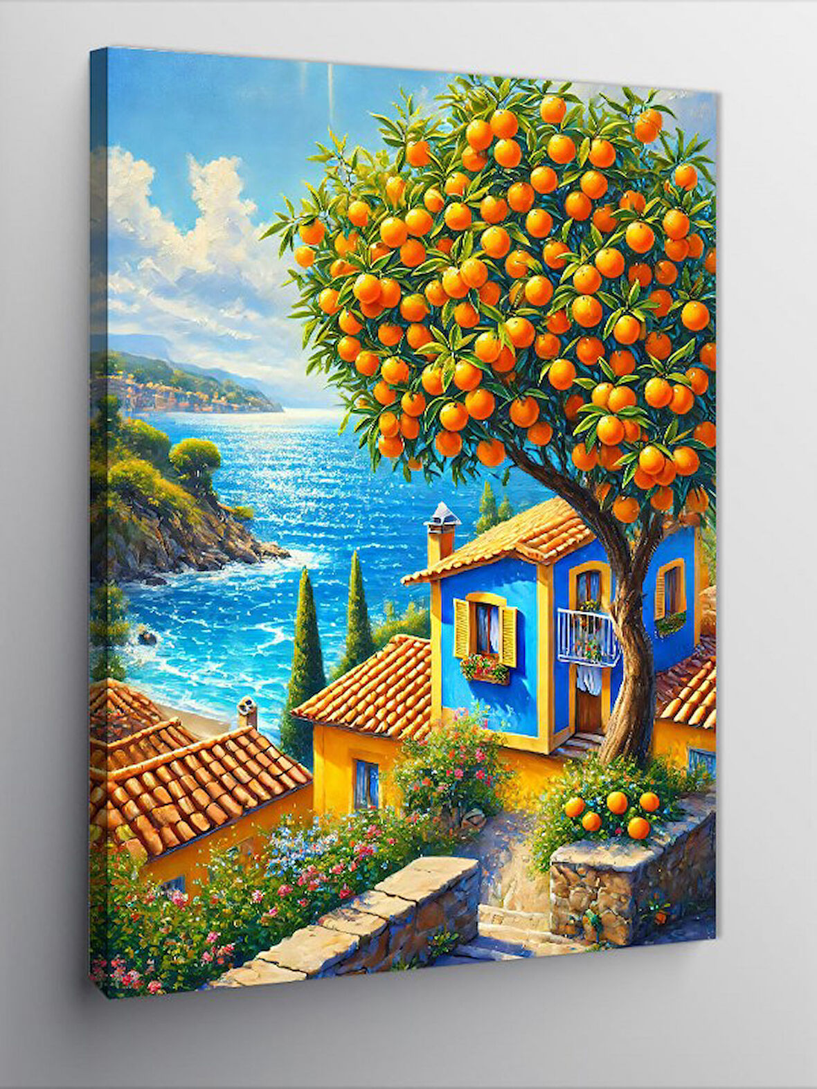 Kanvas Tablo Akdeniz'de Mavi Evler