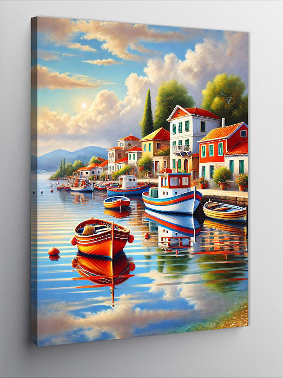Kanvas Tablo Akdeniz Kıyısında Tekneler