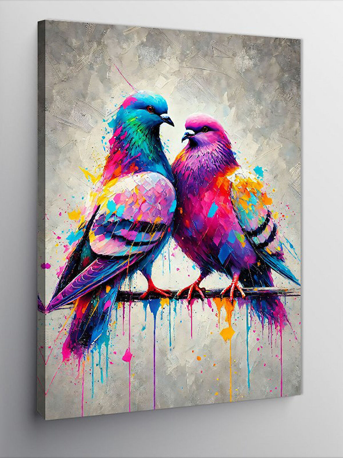 Kanvas Tablo Renkli Kuş Aşkı