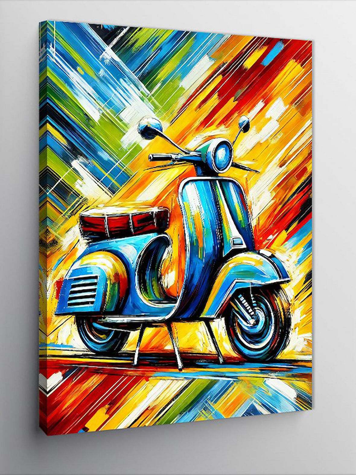 Kanvas Tablo Renkli Vespa Motoru