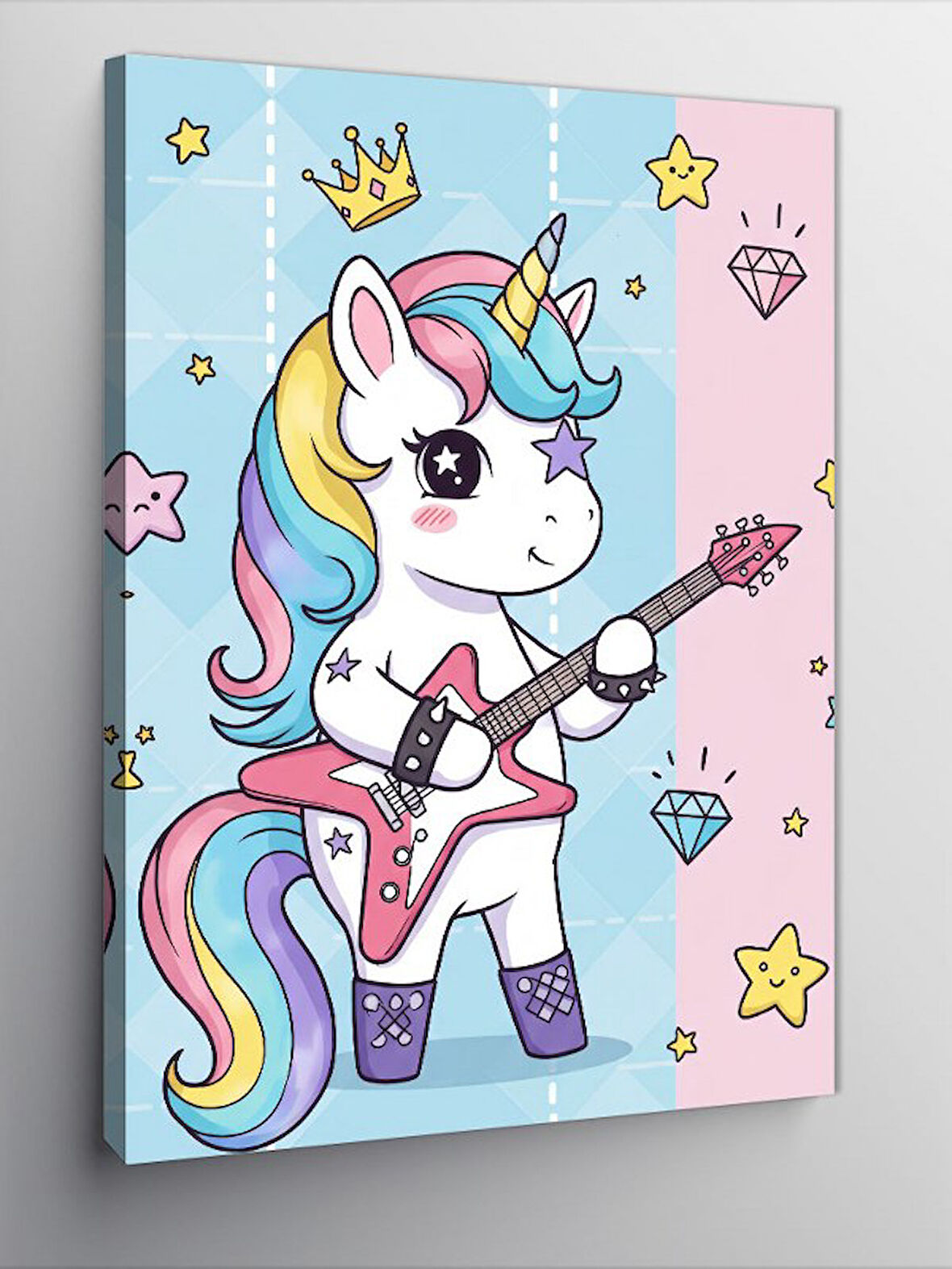 Kanvas Tablo Sevimli Unicorn Gitar